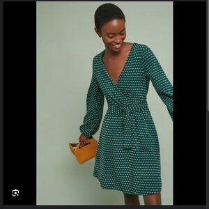 Anthropologie Maeve Malta Belted Long Sleeve Dress - XXSP